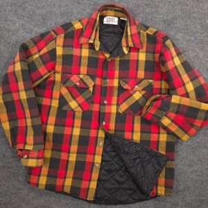 Vintage Private Property Flannel Shirt Jacket Mens L Plaid Quilt Lined Shacket